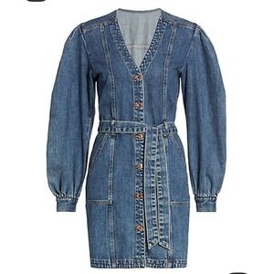 Denim Mini Dress with Belt